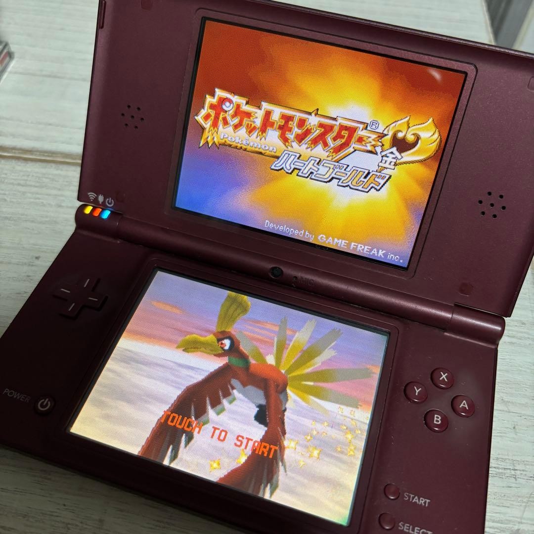 Nintendo DSi LL Wine Red Console Pokemon HeartGold Tested Working Region Free