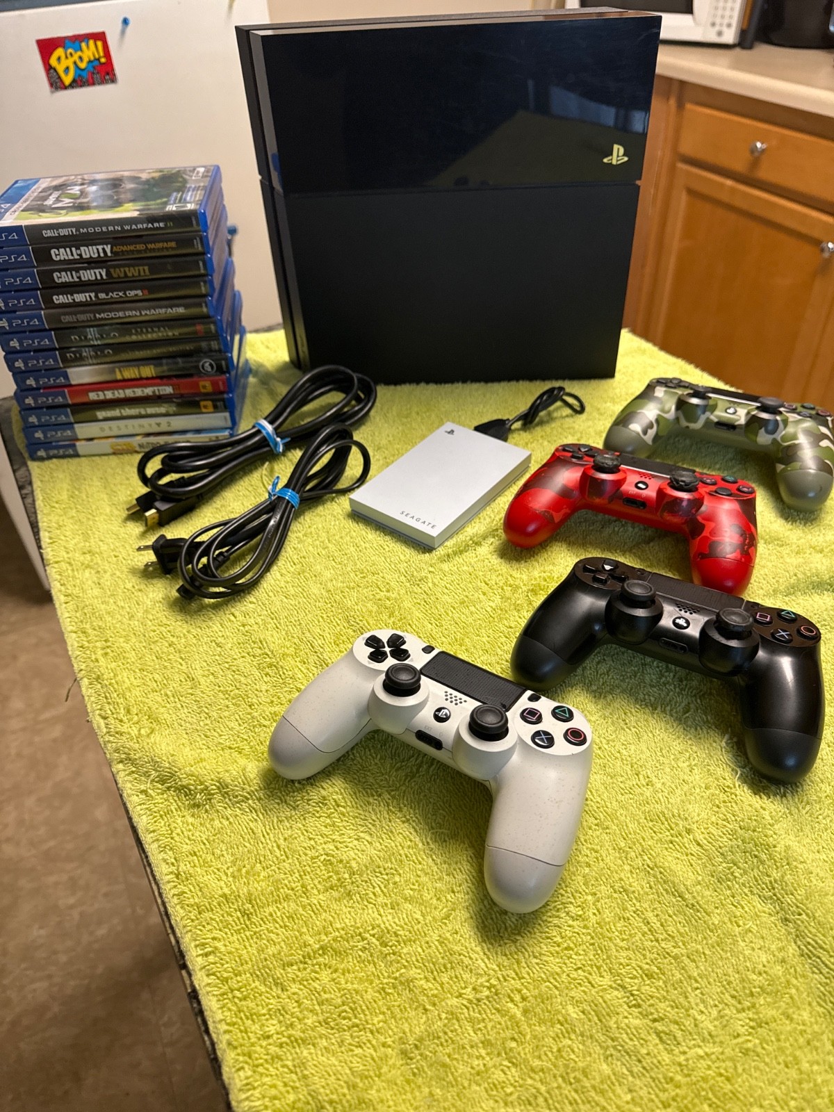 ps4 console (12) Games (4) Remotes (1) 2TB Seagate memory chip