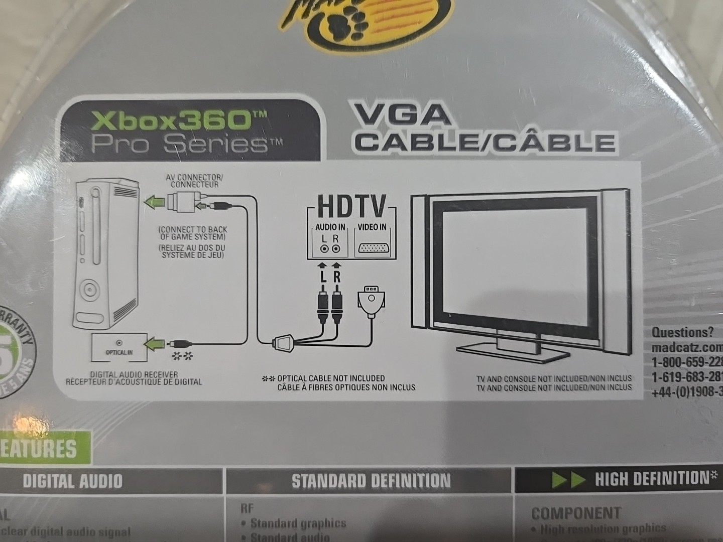 Madcatz Xbox 360 Pro Series VGA HD AV Cable – HD Video & Audio Output