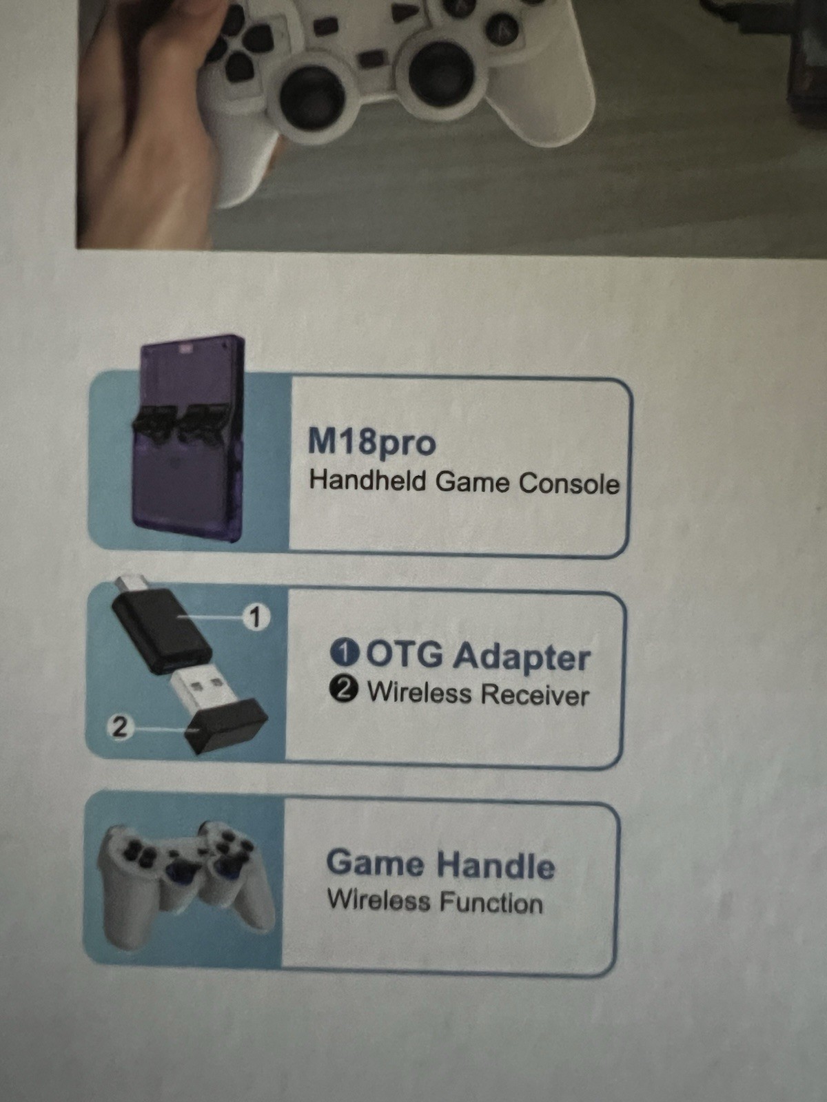 M18Pro Handheld Game Console White 2 Wireless Controllers HDMI USB-C 64GB