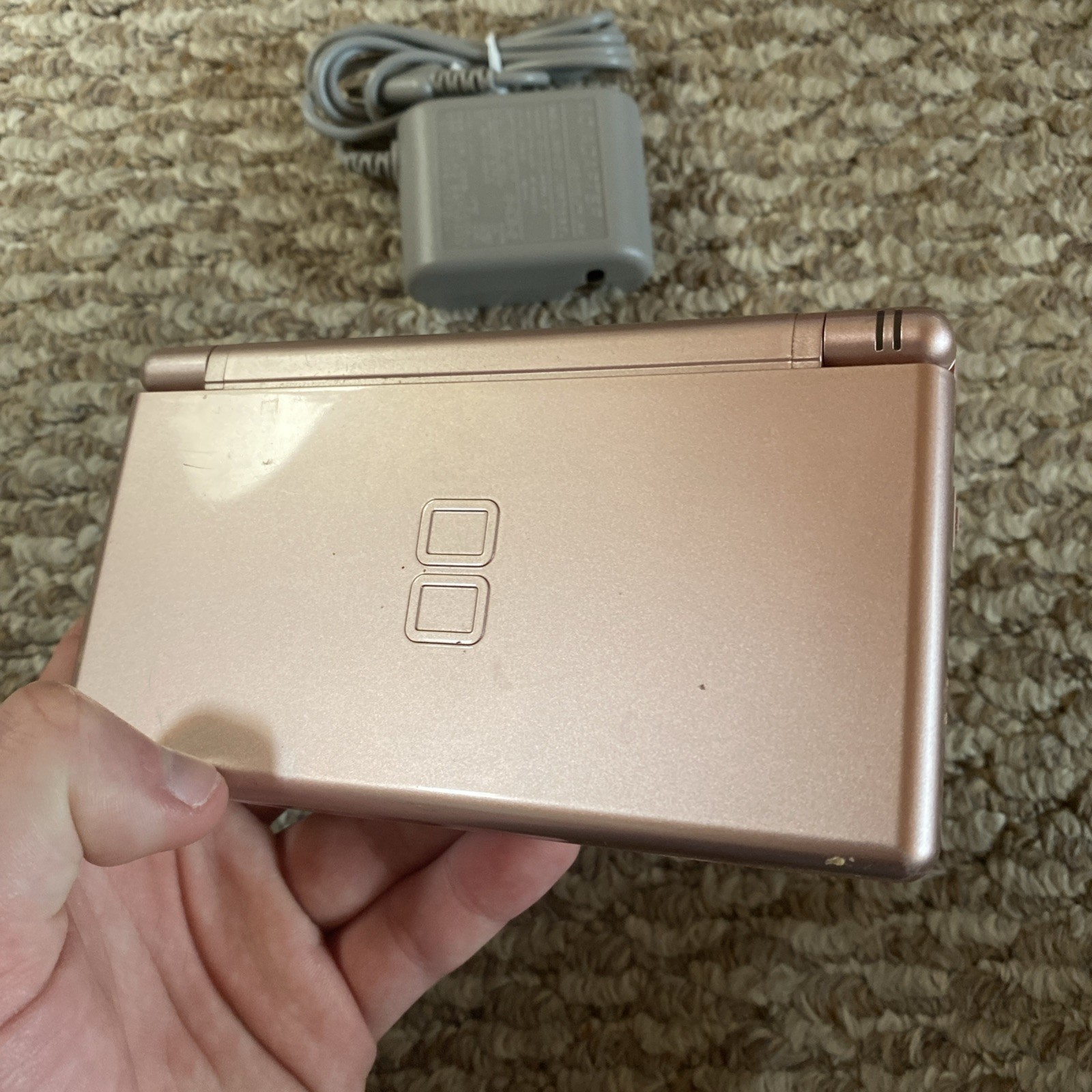 Nintendo DS Lite Metallic Rose Pink Handheld USG-001 W/ Charger Tested USA