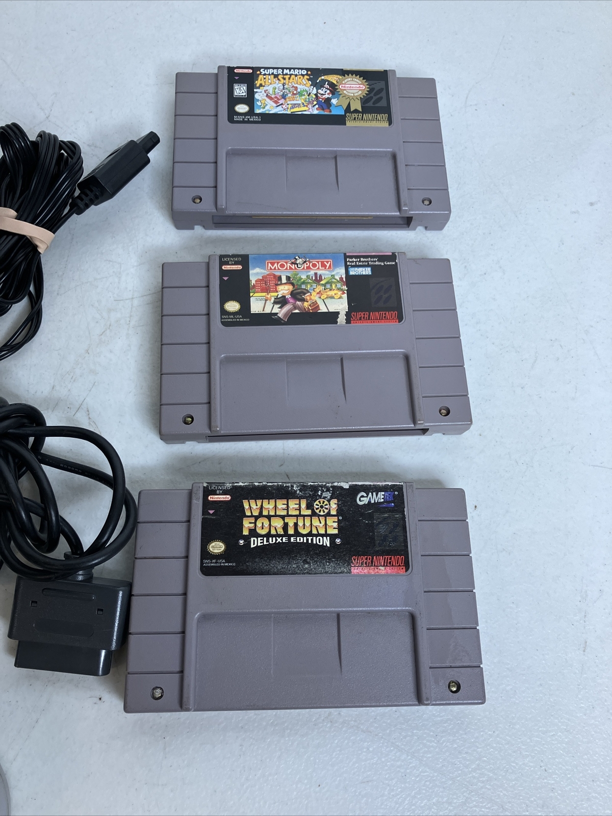 Super Nintendo SNES System Console 2 Controllers Bundle 3 Games Mario All Stars