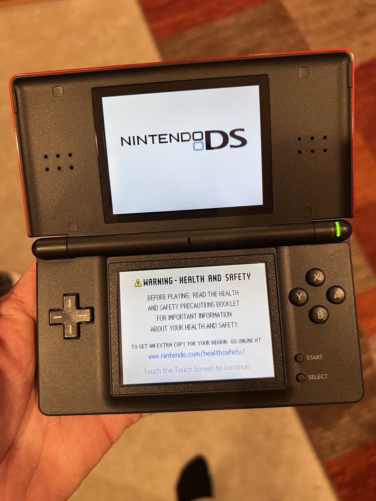 Nintendo DS Lite Crimson Black Red Handheld Console MINT