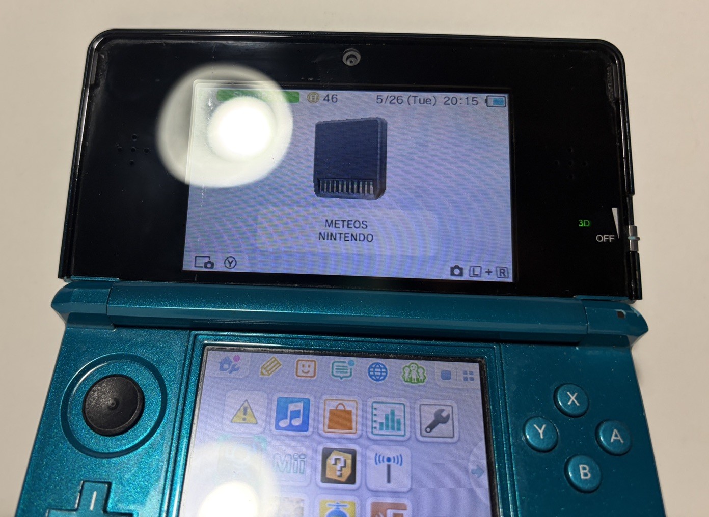 Original Nintendo 3DS Handheld System Aqua Blue Tested Working Console With Game