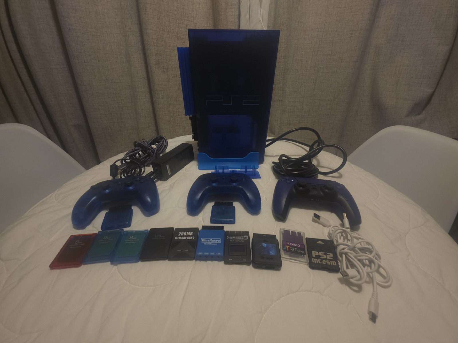 Sony PlayStation 2 Console, Ocean Blue, W/ RetroGEM PixelFx Shiny