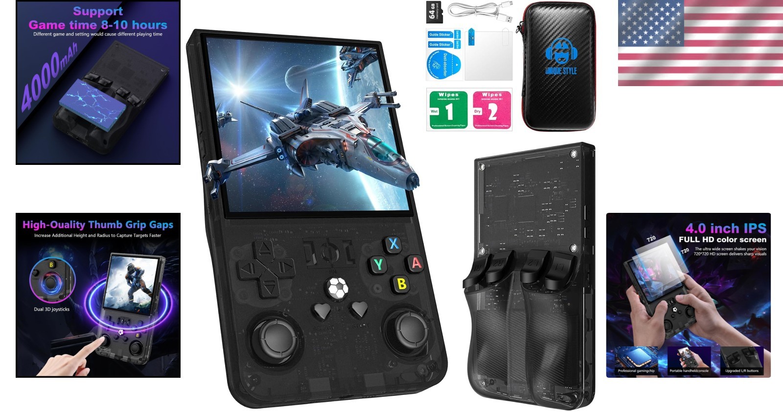 4-Inch R36MAX Retro Gaming Console with 720p Screen & Long-lasting Battery Life