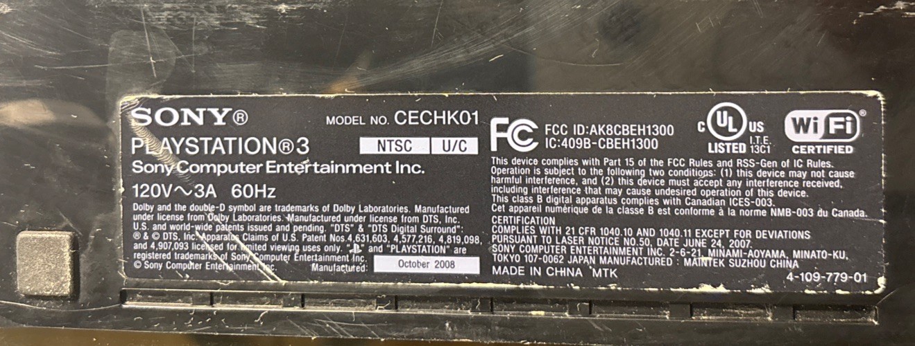 Black PlayStation 3 Console With Charging Cable