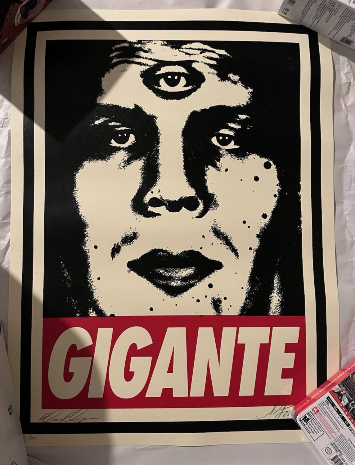 SIGNED Gigante Shepard Fairey Issac Pelayo Art Print Poster Andre the Giant Obey