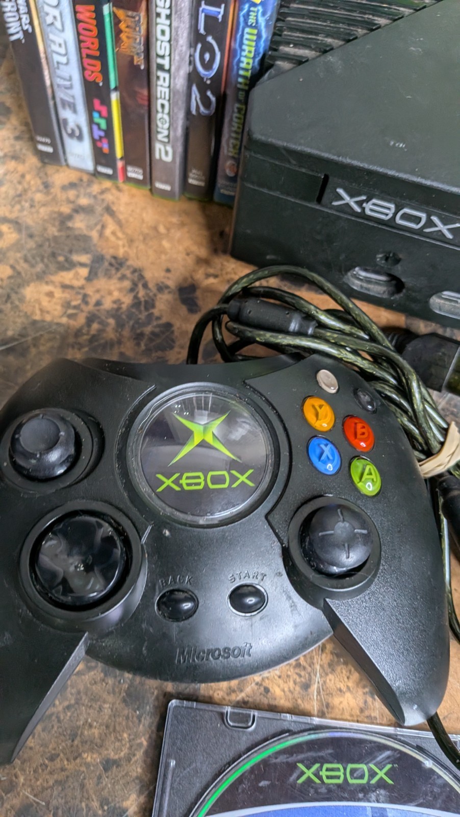 Xbox Original Console Bundle in Box – 10 Games – OEM Cables + Controller Tested