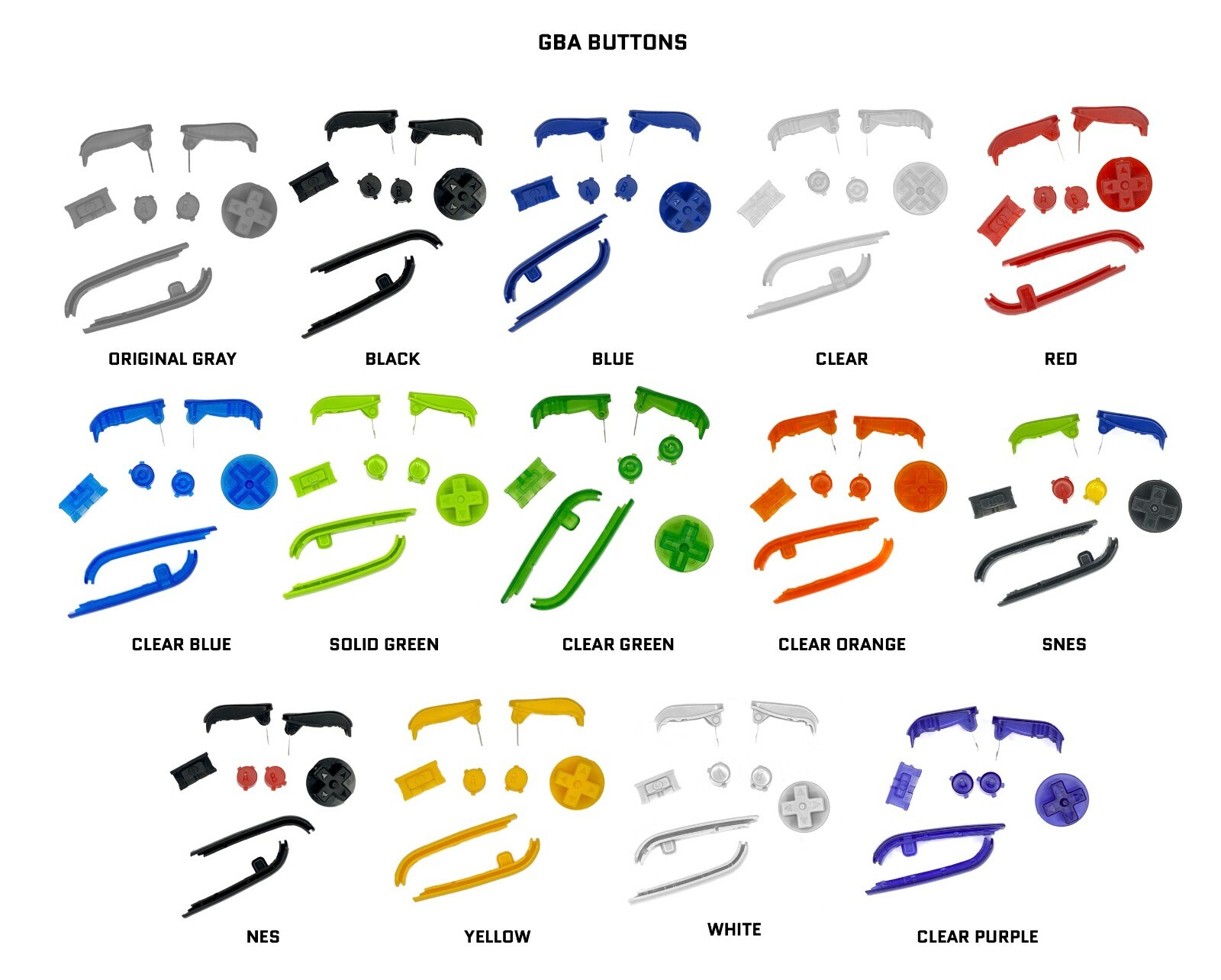 *NEW* Nintendo Game Boy Advance GBA Pokemon Gold System CUSTOM BUTTONS PADS LENS