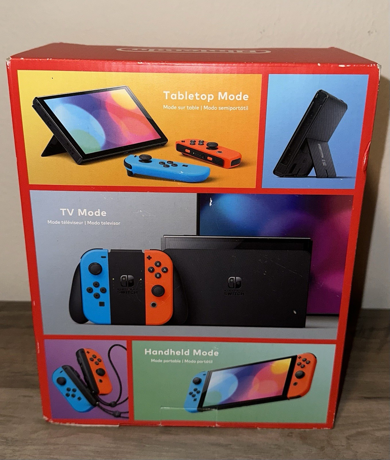 Nintendo Switch OLED 64GB Neon Red Blue Joy-Con 2021 Model With Extras