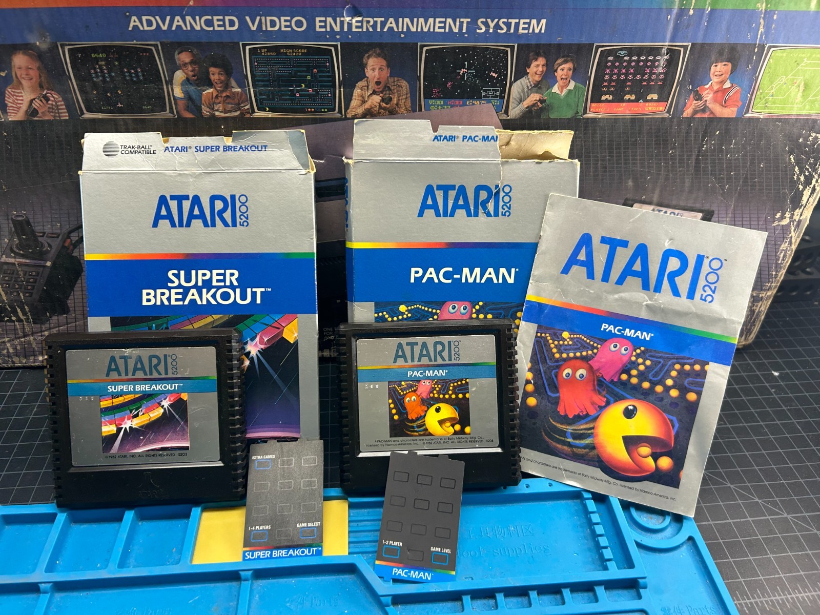 Atari 5200 4 Port Console, Rebuilt Controller, Power Mod, 2 Games in Box TESTED