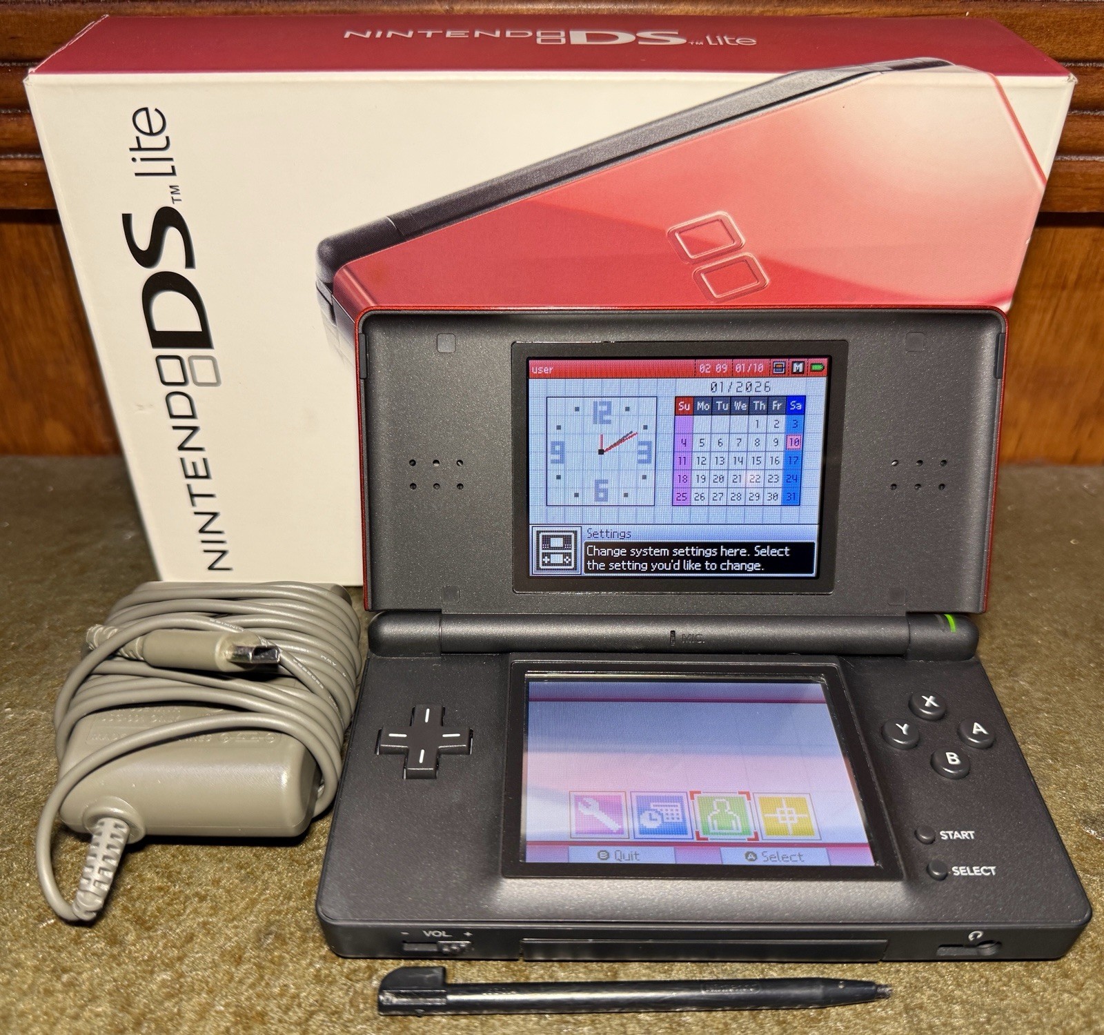 Nintendo DS Lite Crimson/Black Complete With Games