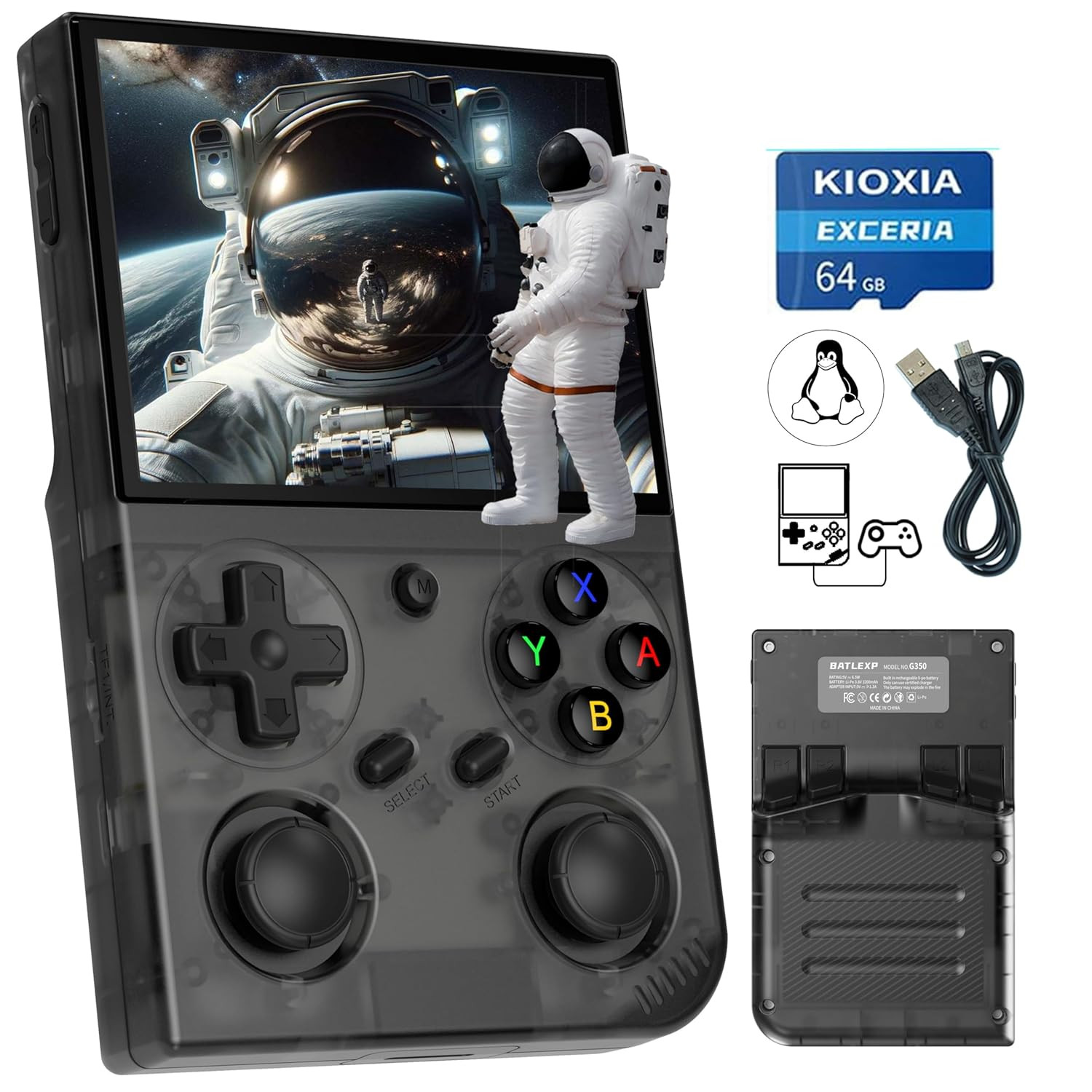 G350 Retro Game Console,Linux System RK3326 G350 Handheld Game Console Built-In
