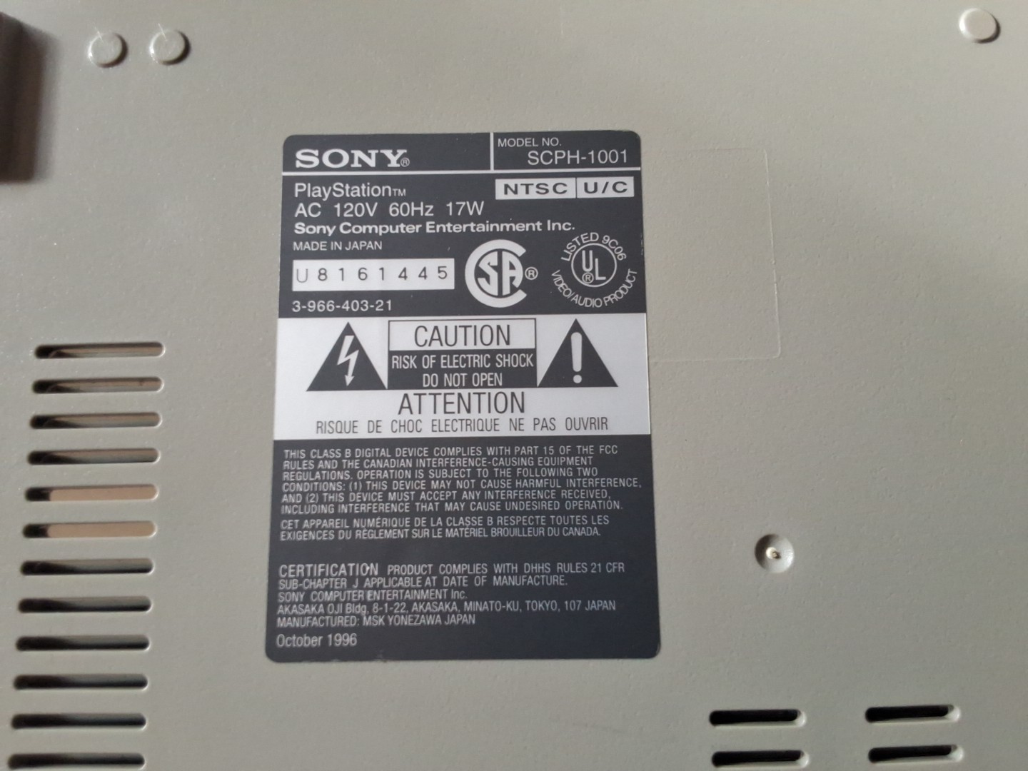 Sony PlayStation 1, No Power Cord And 2 Controllers And Memory Card Not Tested