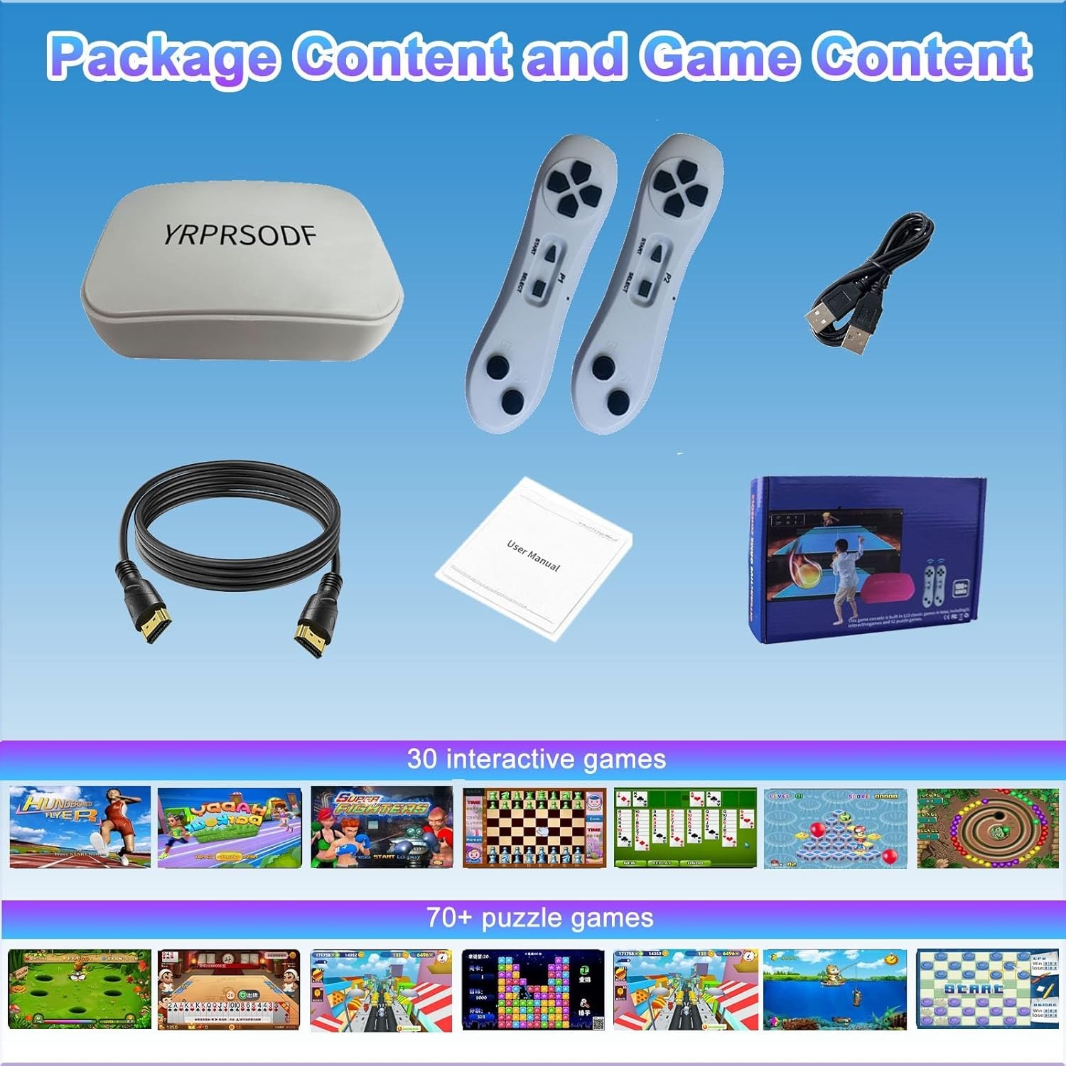 TV Game Console Built in 100+ Gam ES, Video Game Machine with 2.4G Wireless G…