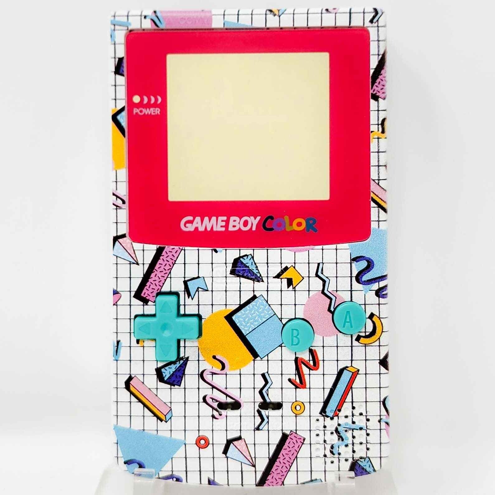 80s Geometric Pattern Gameboy Color diy handheld housing shell gbc backlit ips
