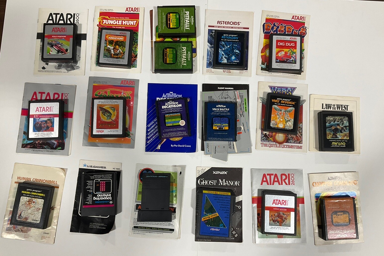 Atari 2600 With 32 Games 17 Of Them Have Manuals 3 Joysticks Video Game Holder