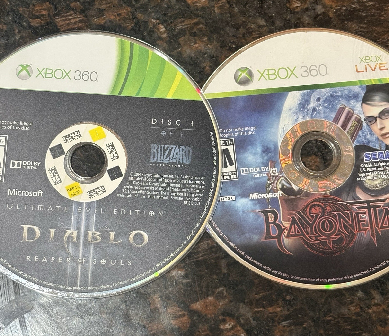 Microsoft Xbox 360 White 12.1A with Power Cable and 4 Games Jasper Model Tested