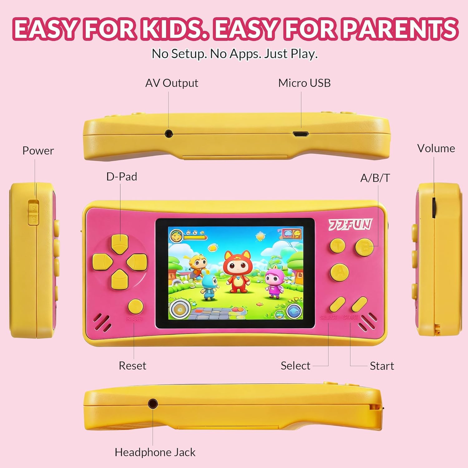 Handheld Game for Kids,Preloaded 168 Retro Video Games, Portable Gaming Player w