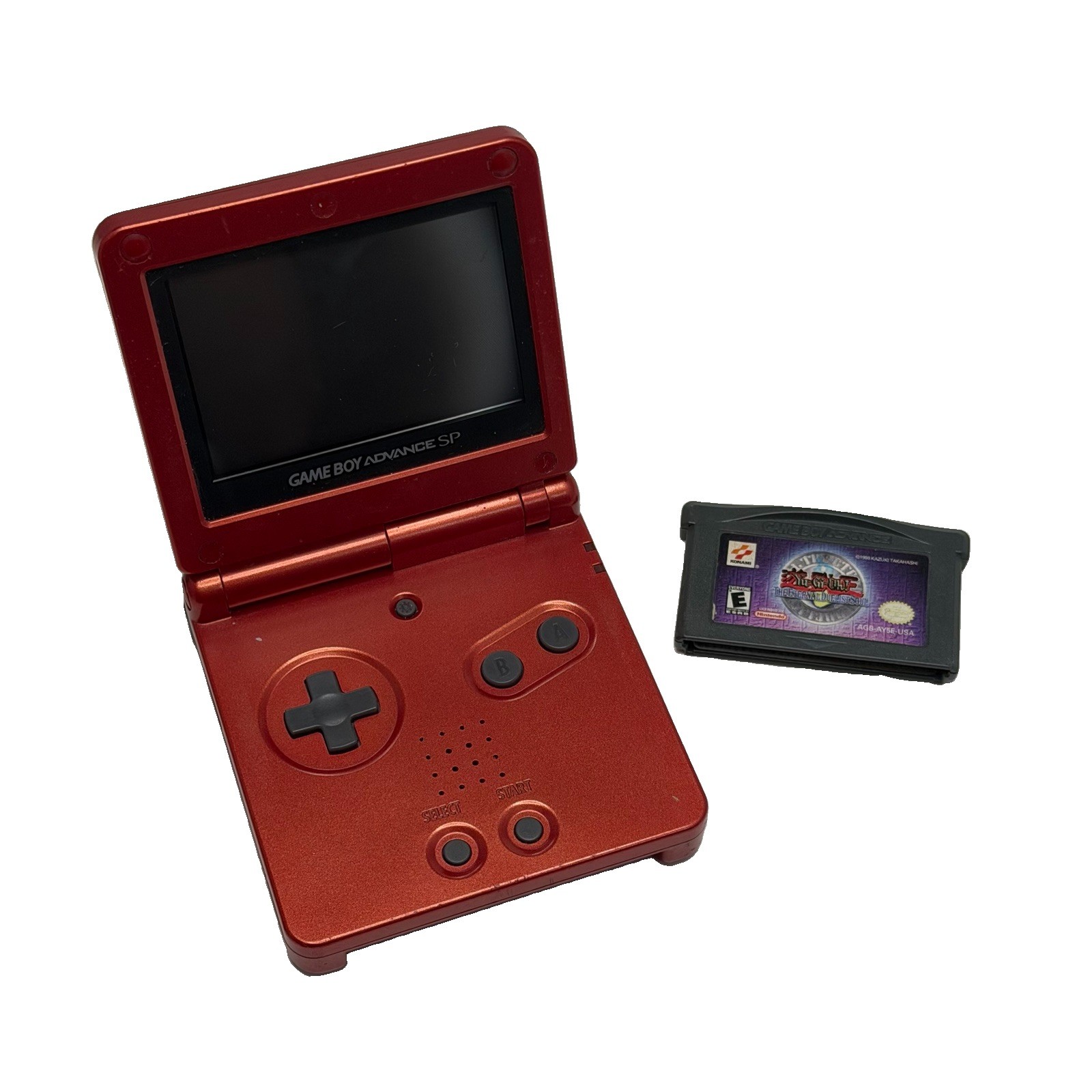 Nintendo Game Boy Advance SP Handheld Video Game Console Flame Red With Yu-gi-oh