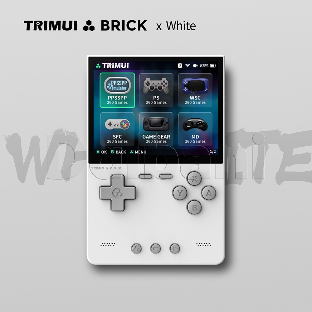 TrimUI Brick White Open Source Handheld Game Console with 64GB