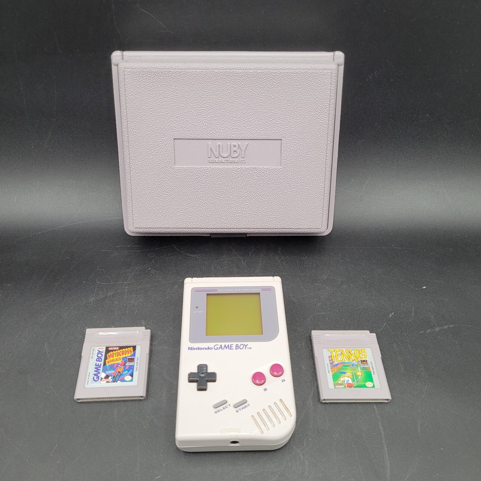 Original Nintendo Gameboy Console System w/Nuby Case Two Games Motocross+Tennis