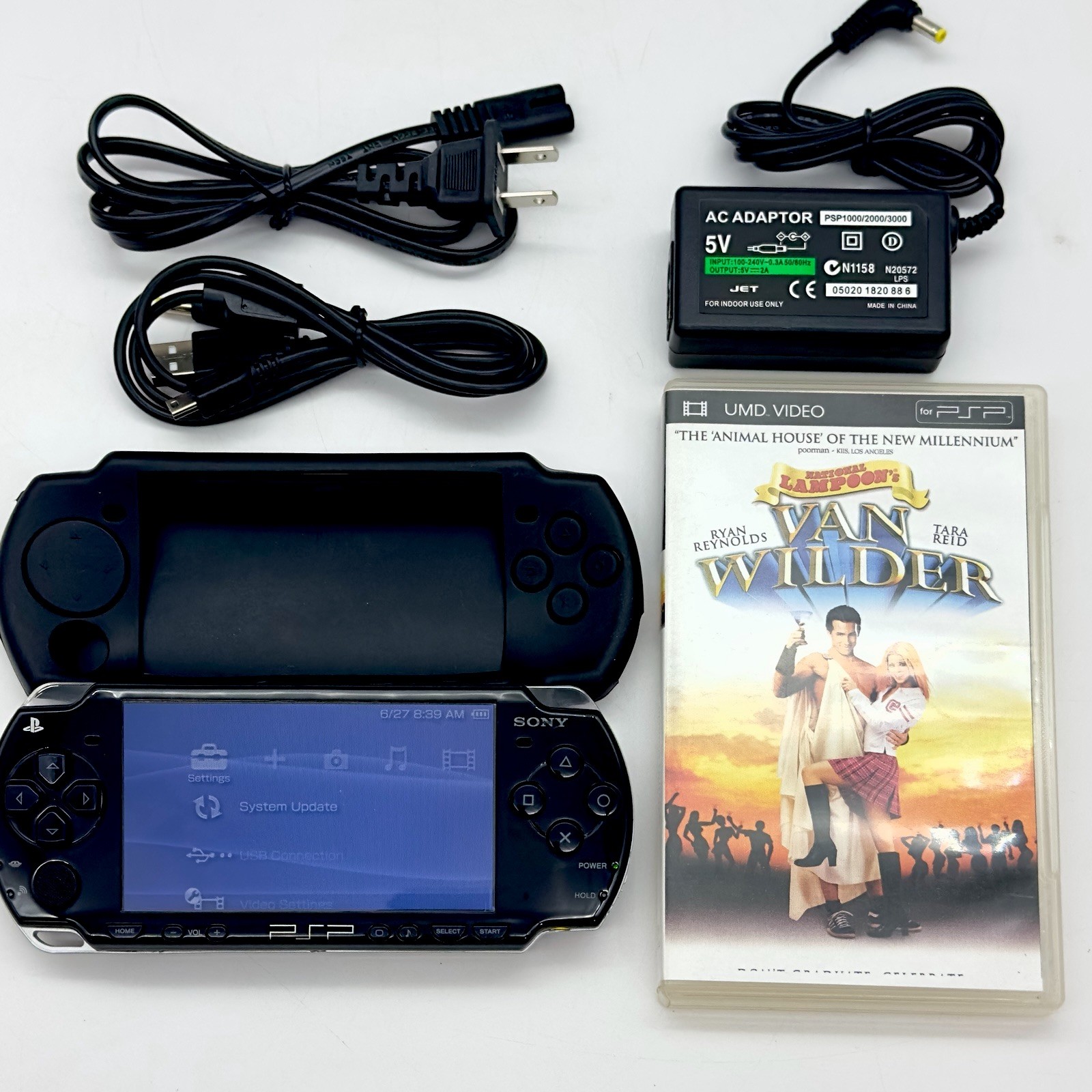 Sony PlayStation Portable PSP-2001 TESTED Black New Battery, Charger, Case READ!