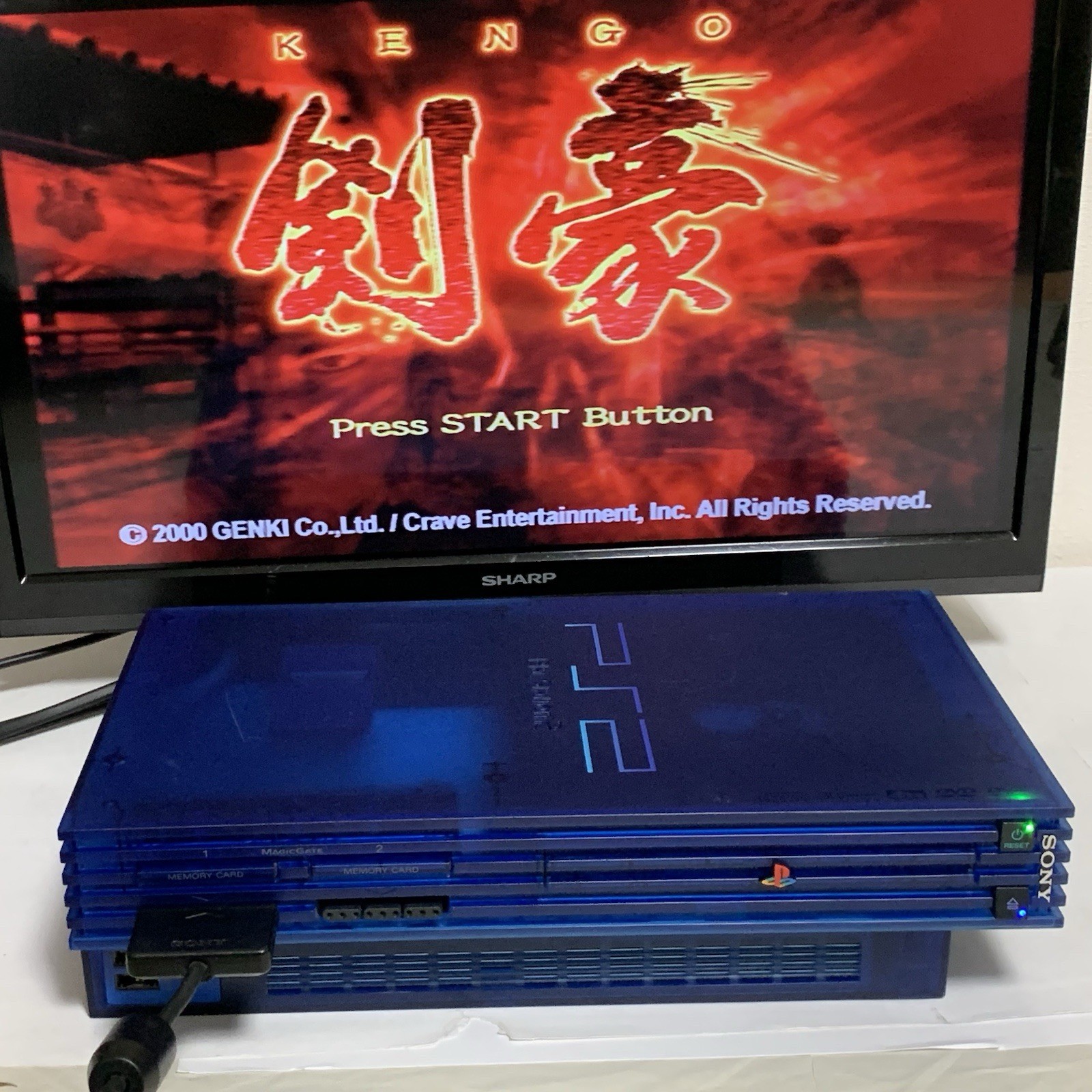 PlayStation PS2 SCPH-37000 Ocean Blue FAT CONSOLE JAPAN Working Excellent Kengo