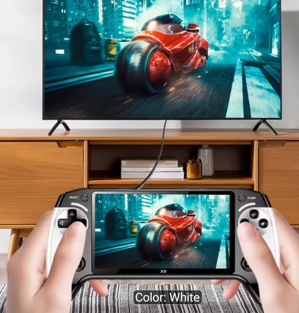 X9 5.5″ Screen Retro Handheld Game Console, HDMI USB TV Output White/Black