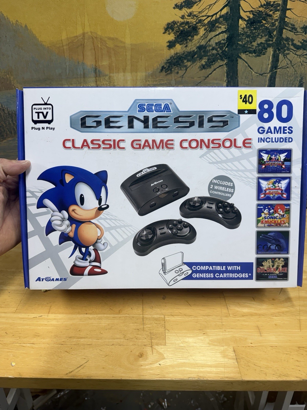 SEGA GENESIS AtGames Classic Game Console 80 Games W/ 2 Controllers Tested