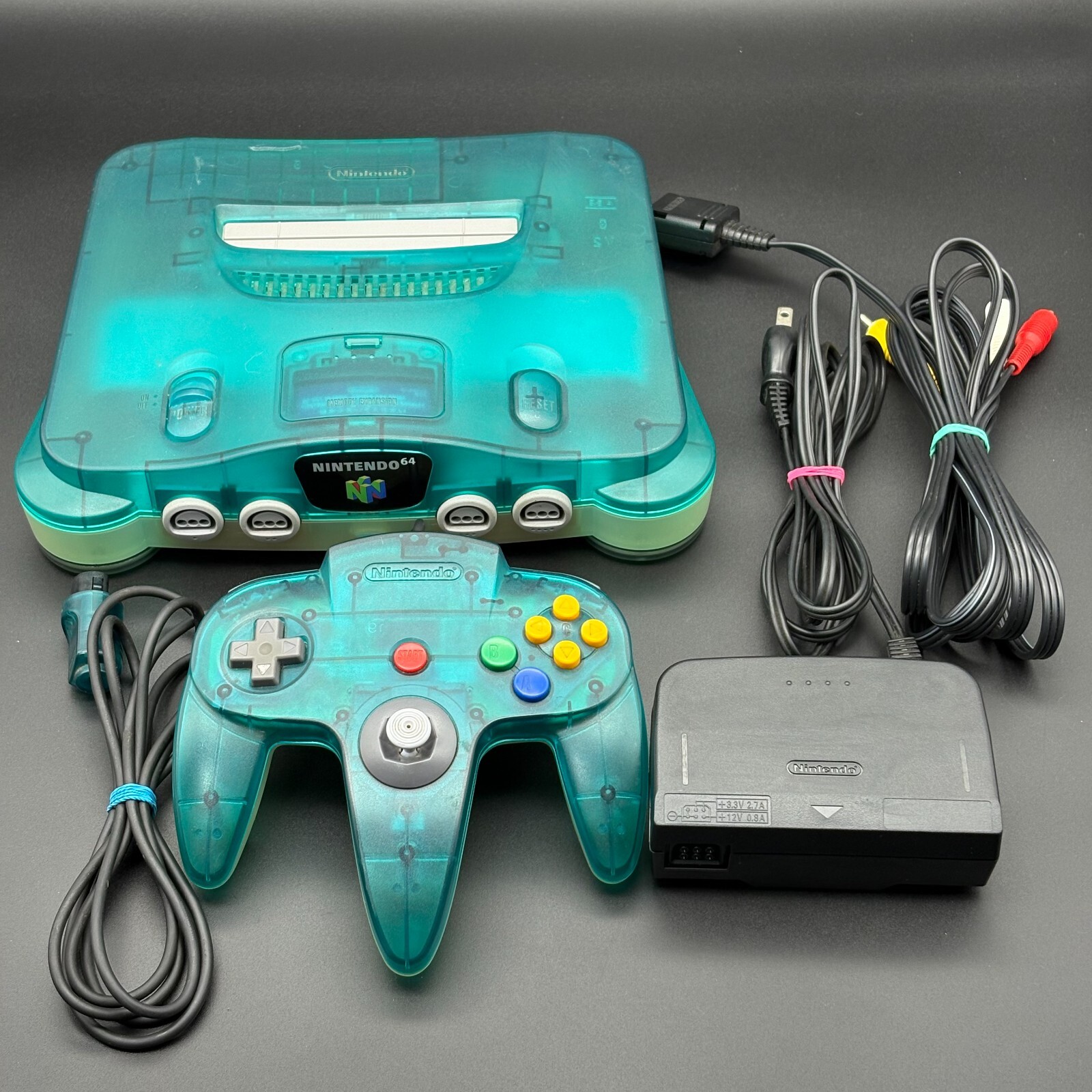 Nintendo 64 Clear Blue Console NUS-001 Tested System -NTSC-J