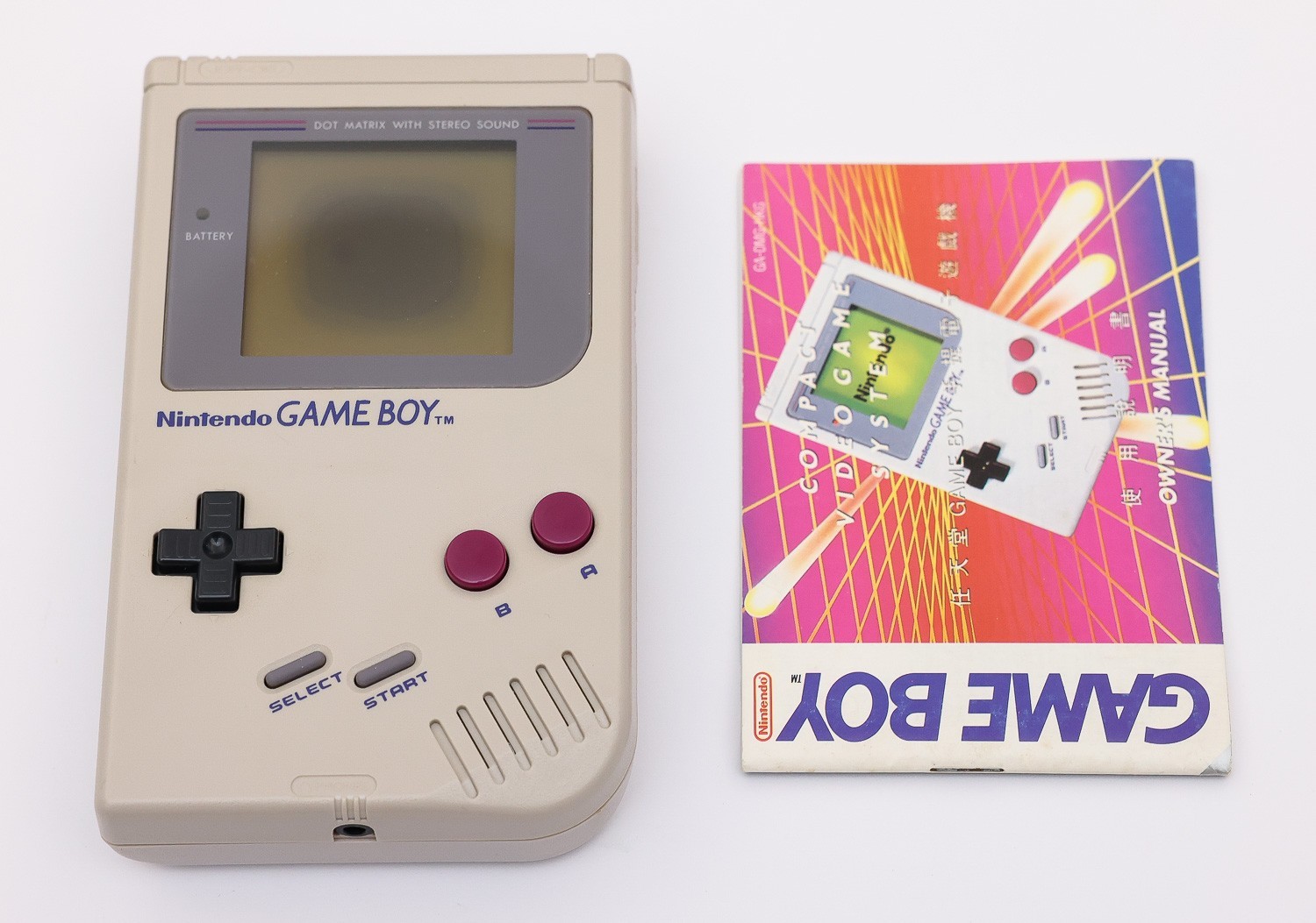 Original Nintendo Game Boy GB Hong Kong HK Mani Release DMG-01 1993 with Manual