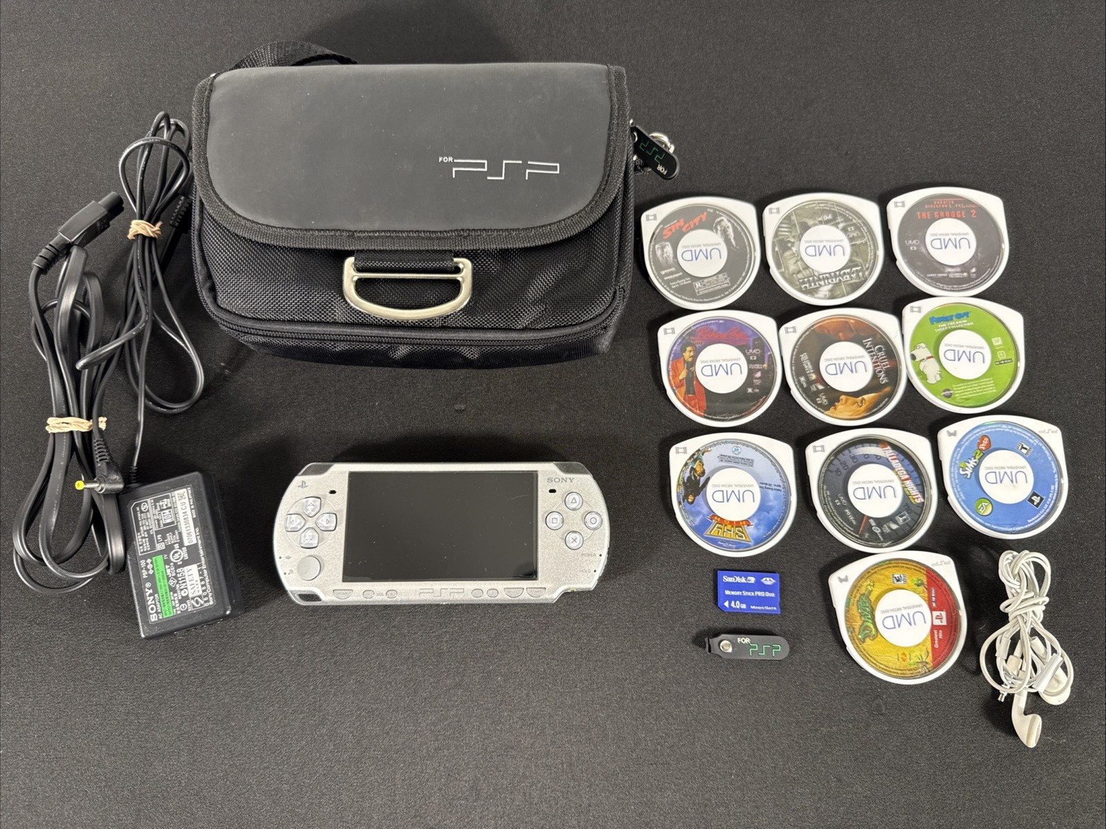 Sony PSP 2001 Silver Playstation Portable Console Crossbody Fanny Bag Needs Batt