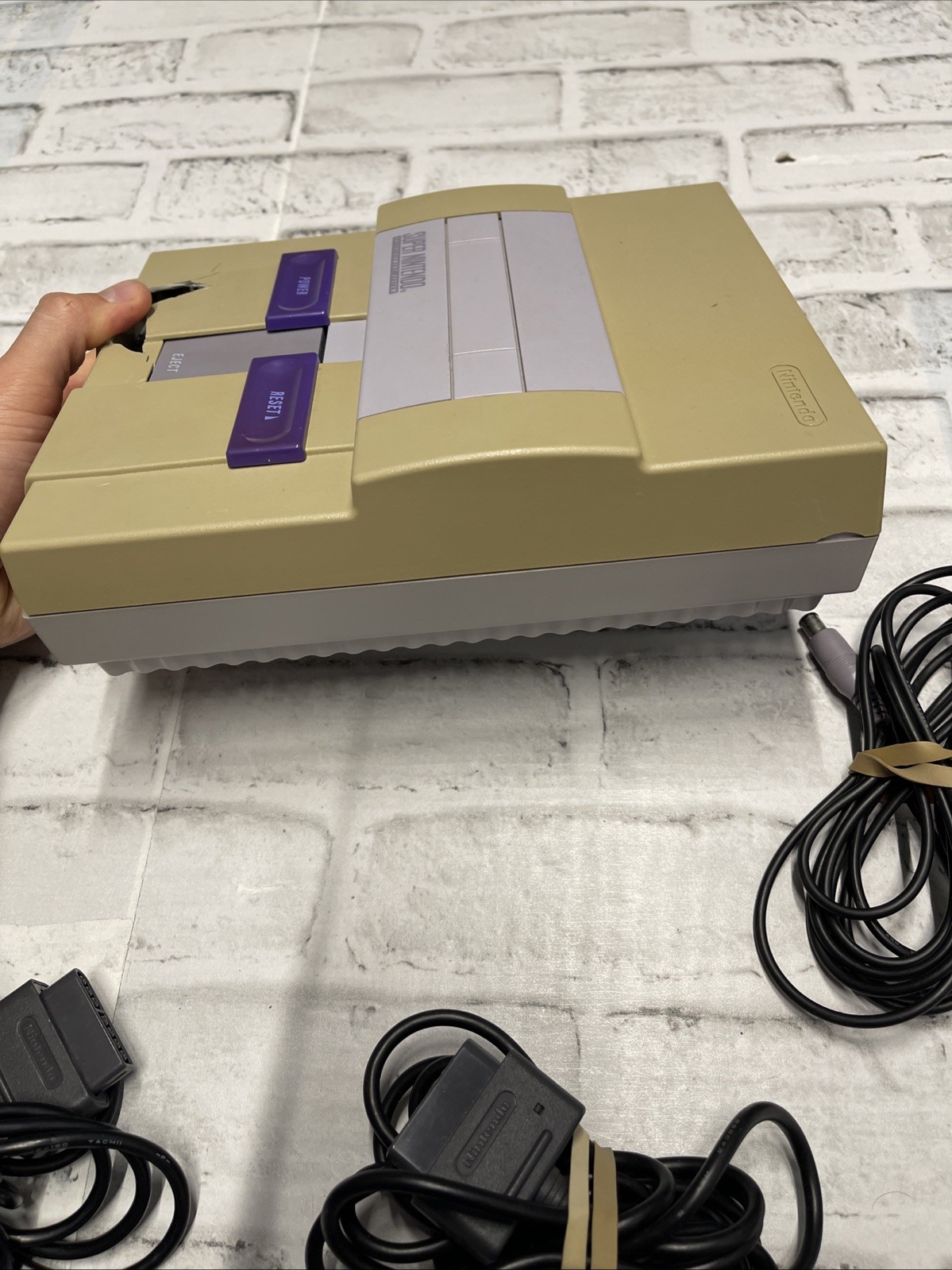 Nintendo SNES Gray Console Bundle With 2 Controllers, AV and Power Cords Tested