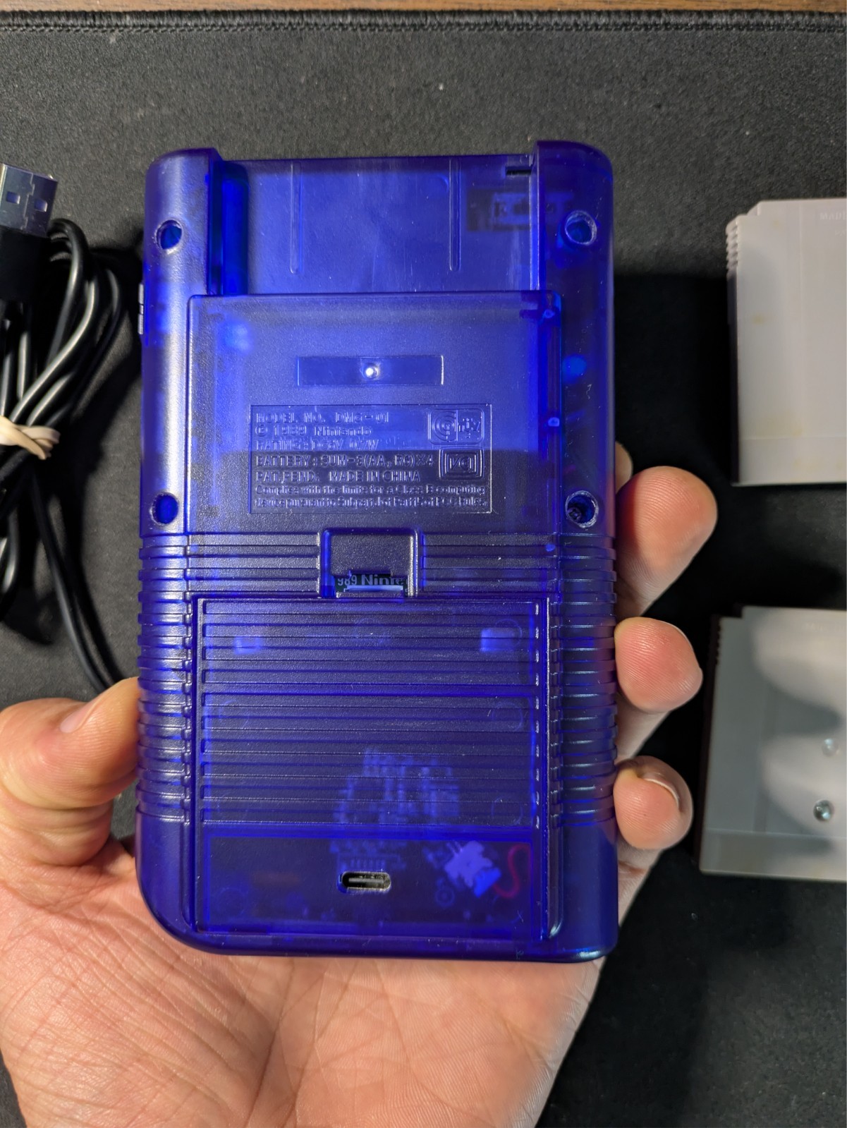 Nintendo Game Boy IPS Backlit LCD Screen Mario Zelda Purple Shell Rechargeable
