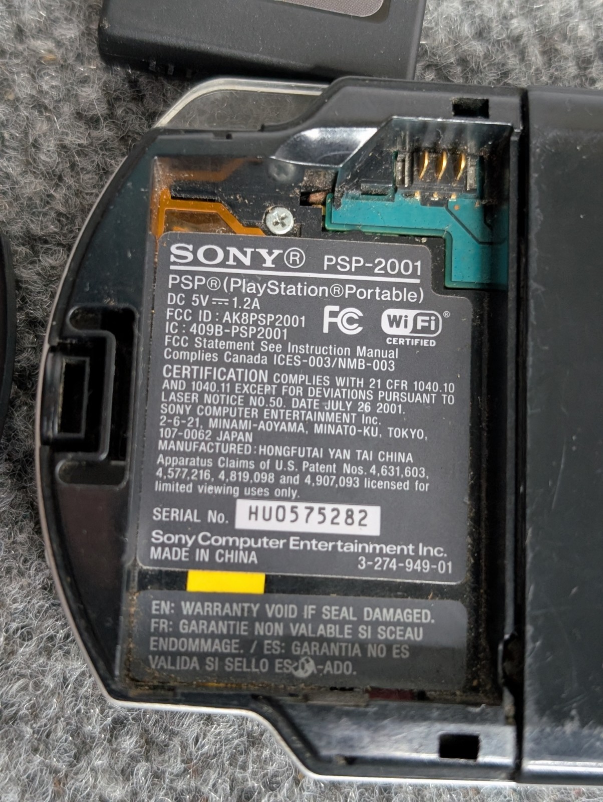 Sony PSP Console Black 2001 Handheld With Charger and Battery Tested & Working