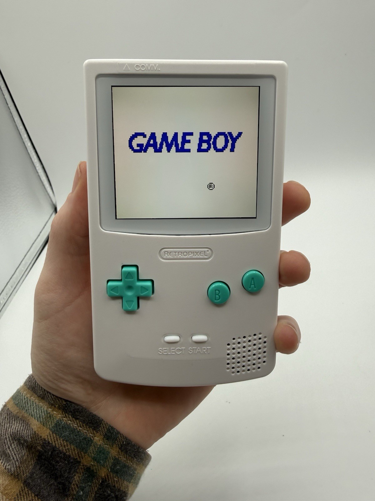 White And Green Nintendo Gameboy Color IPS Mod W/ USB C Rechargeable Battery