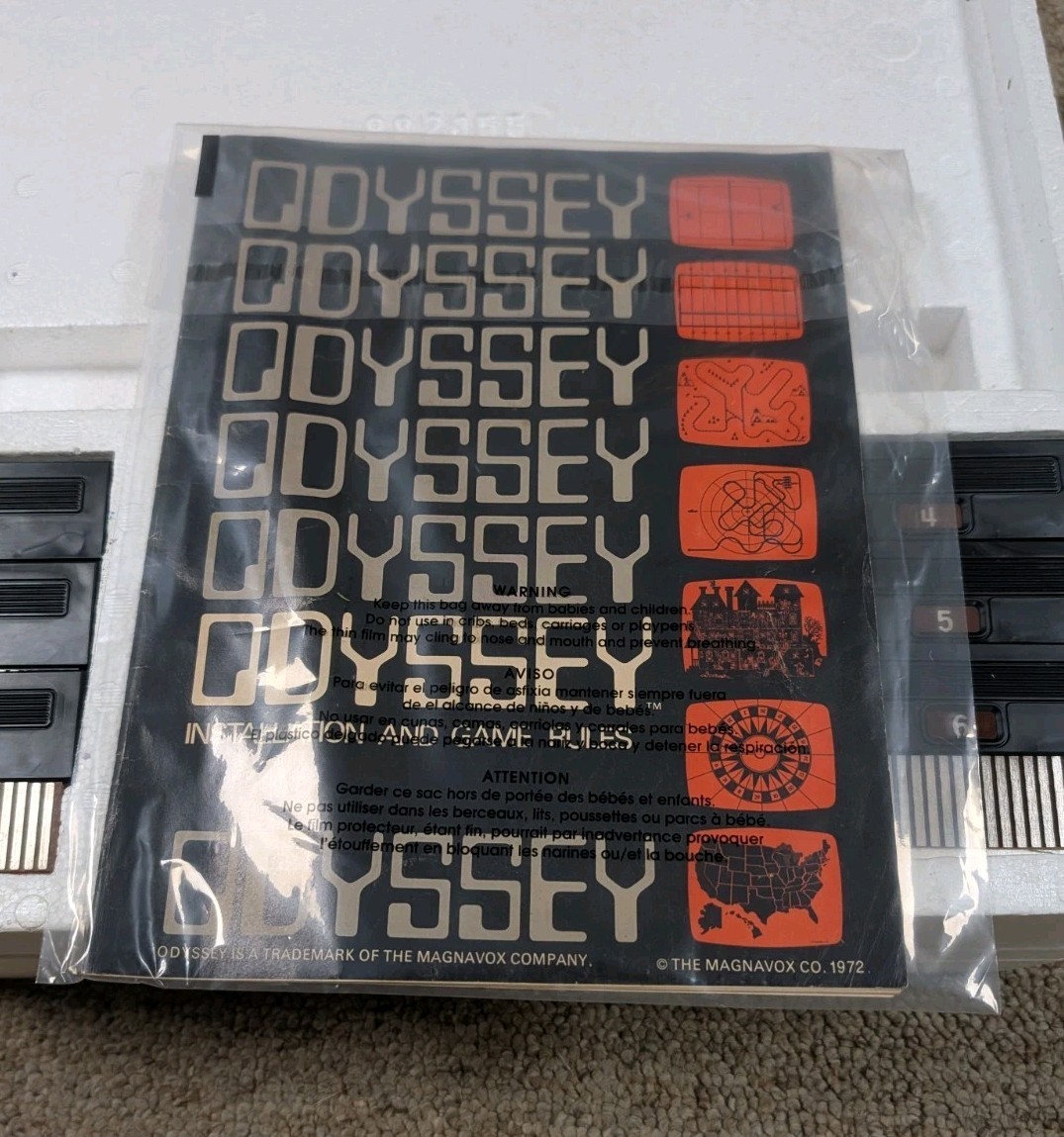 Magnavox Odyssey Console 1TL200 Original Box Overalys Chips Untested PARTS 1972