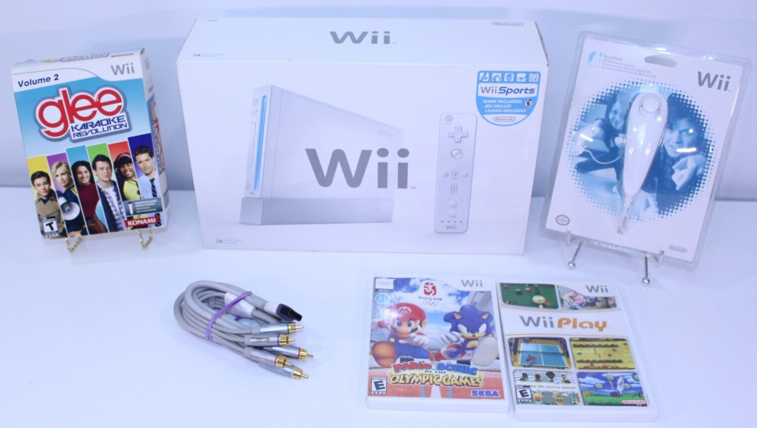 Nintendo Wii Console Lot Set OEM Bundle Video Games CIB Play Sports Glee RVL-001