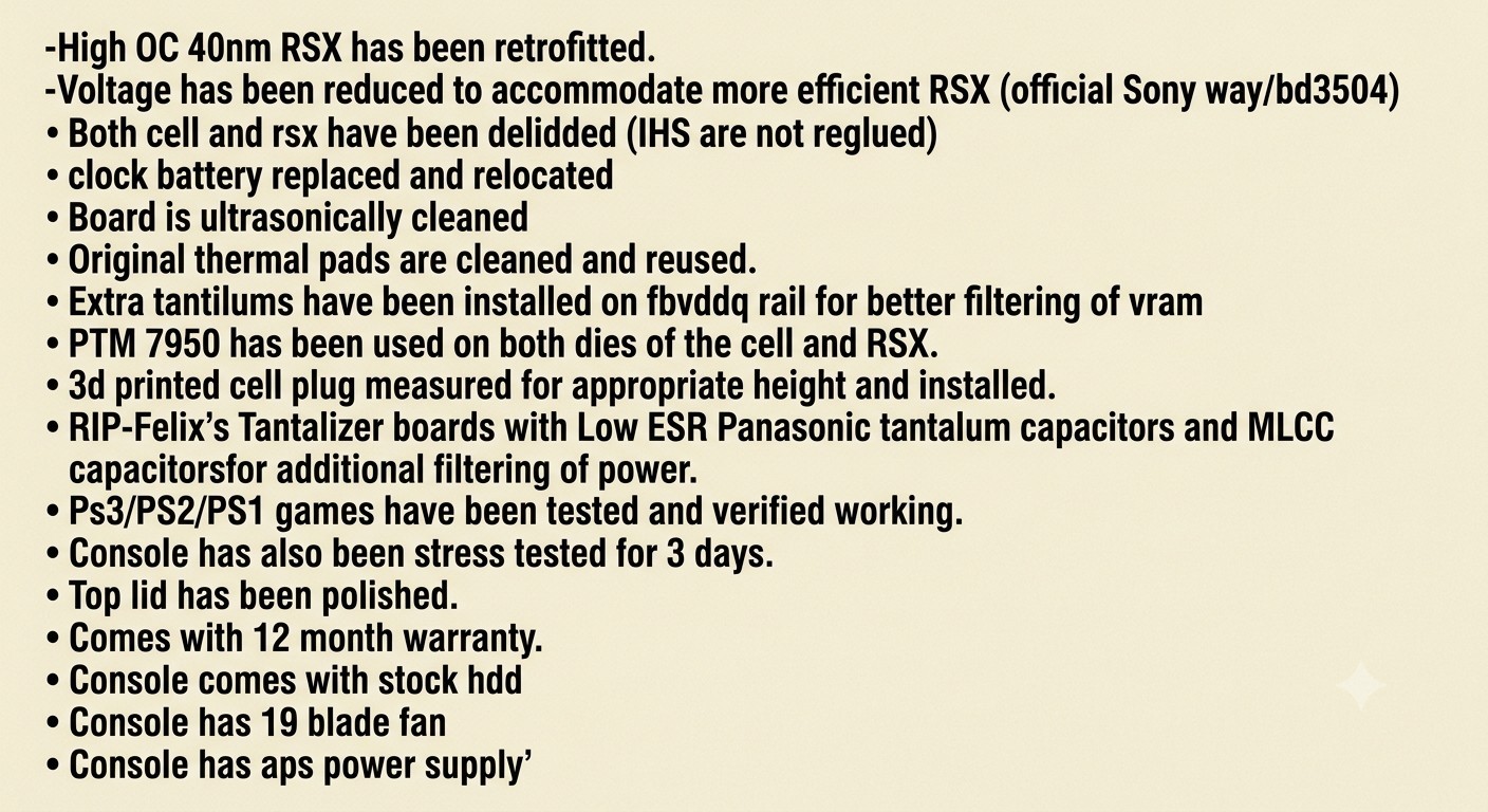 PS3 – Used – CechA01 – Retrofit (40NM) – High OC – 12 MONTH WARRANTY