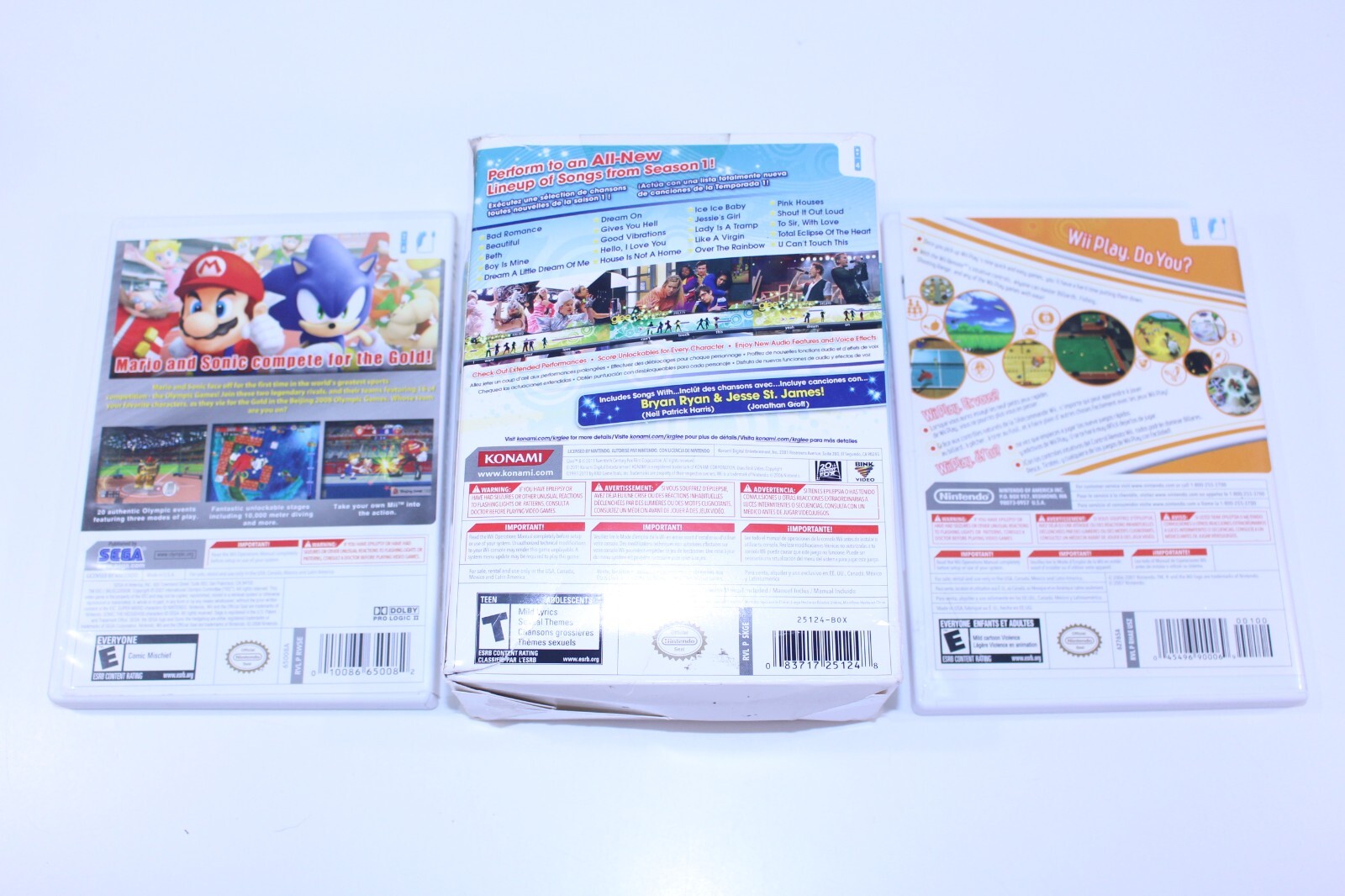 Nintendo Wii Console Lot Set OEM Bundle Video Games CIB Play Sports Glee RVL-001