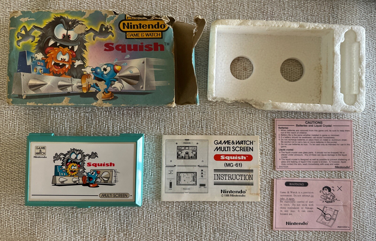 Nintendo Game & Watch Squish MG-86 Multi Screen Electric Game 1986 w/Box Working