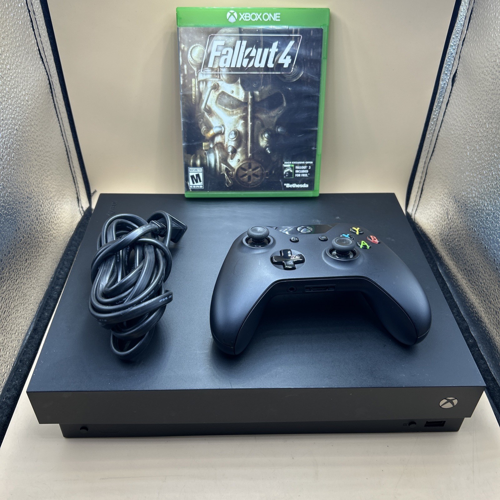 Xbox One X 1TB Black Console w CONTROLLER & PWR CABLE Tested Free Game