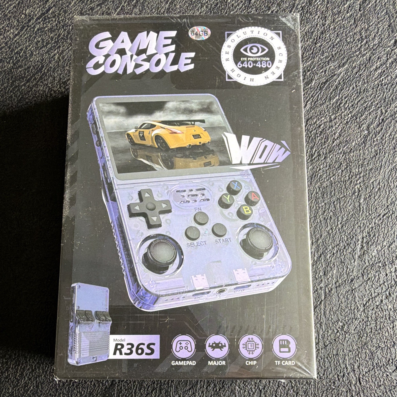 R36S Handheld System Console Purple, Headphone Jack, TF Card Slot