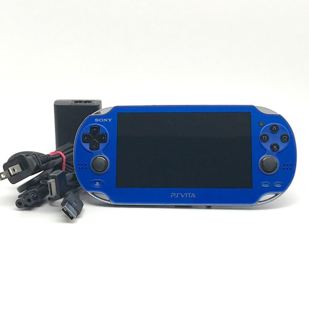 SONY PS Vita PCH-1000 Sapphire Blue Wi-Fi OLED FW:3.65 w/ Charger “Mint”
