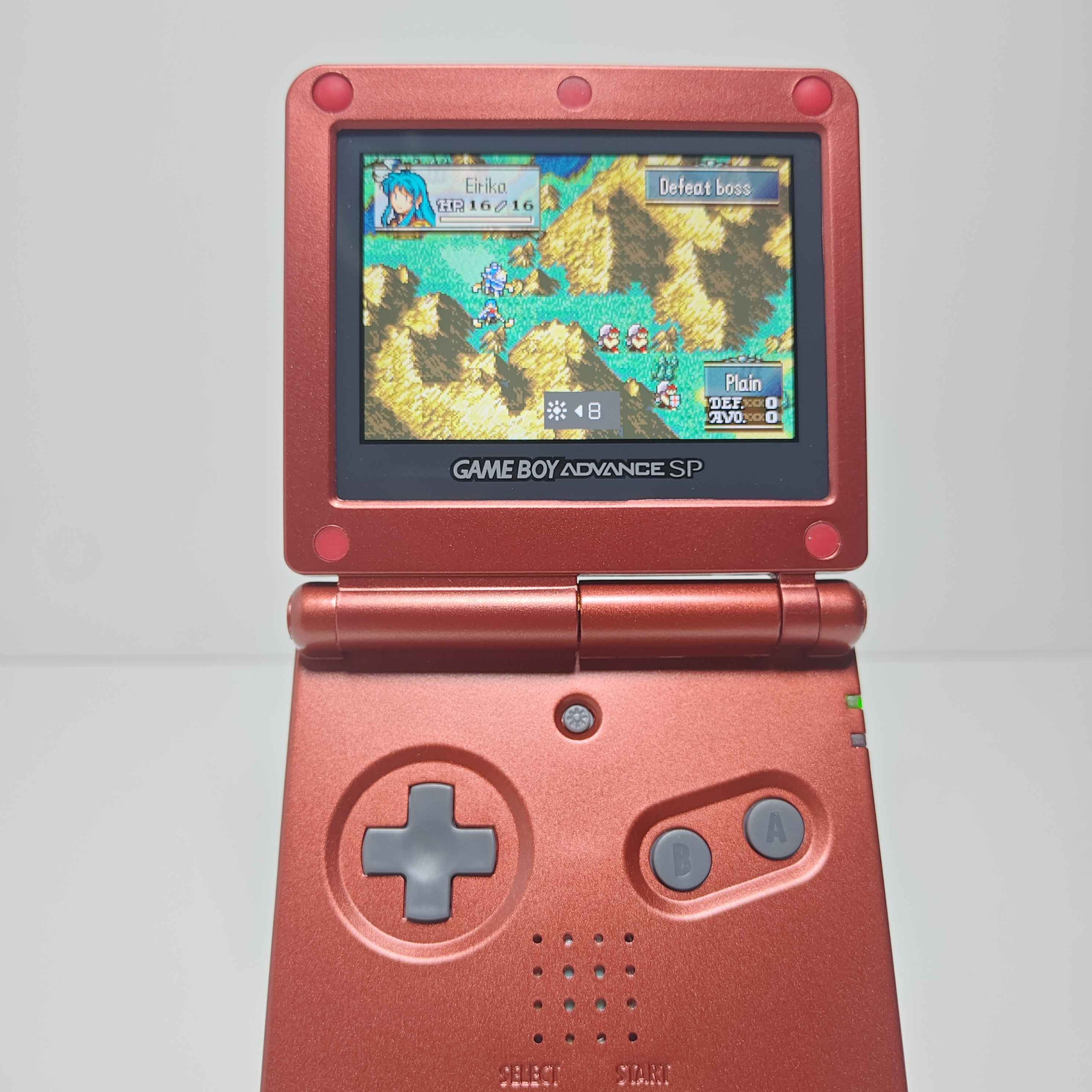 Nintendo Game Boy Advance SP – Flame Red AGS-101 V2 IPS Backlit Mod Ruby Red