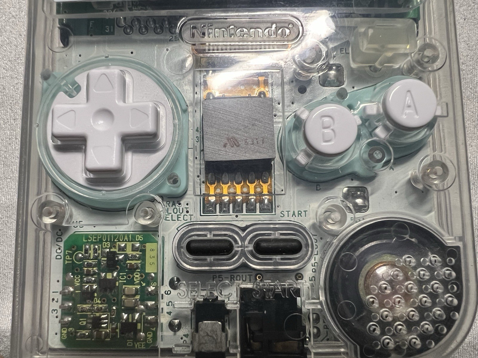 Nintendo GameBoy Light GBL Clear White + New Shell + Glass Lens