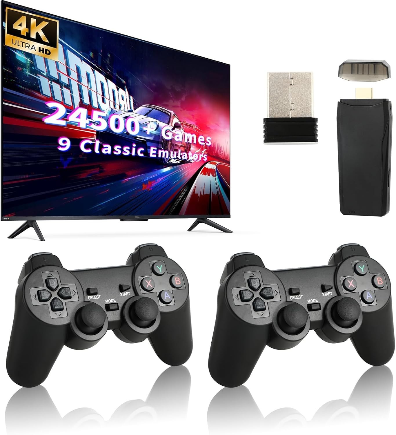 2-Player Wireless Retro Gaming Console with 4K Output – 24500 Games Included