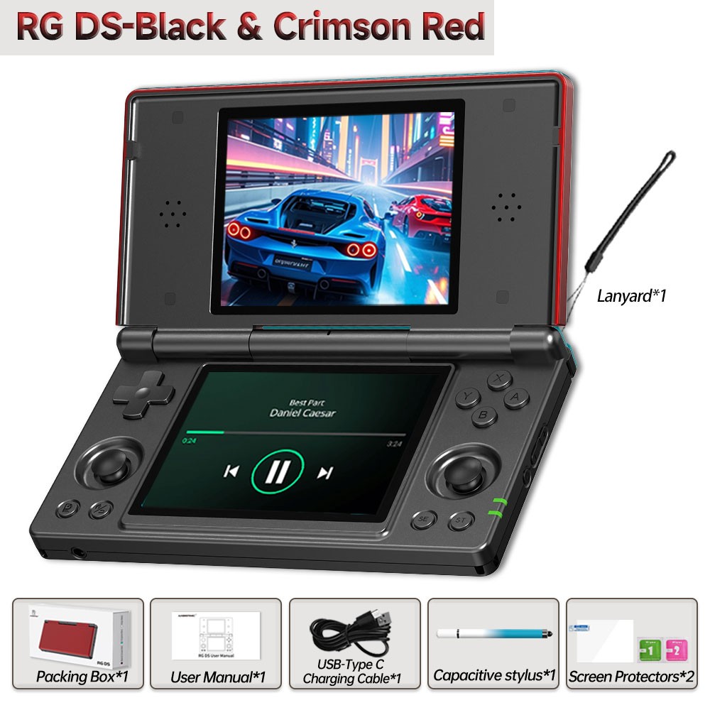 ANBERNIC RG DS Dual-Screen Handheld Game Console RGDS 4″IPS Flip Android14 Gift